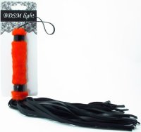 Нежная плеть с красным мехом BDSM Light - 43 см.