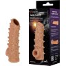 Телесная насадка с шипами и открытой головкой Nude Sleeve L - 14 см.