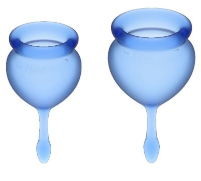 Набор синих менструальных чаш Feel good Menstrual Cup  Цена 2 071 руб. Feel good Menstrual Cup - набор, состоящий из двух менструальных чаш, вместимостью 15 и 20 мл. Изготовлены они из медицинского, приятного на ощупь силикона. Благодаря бесшовной обработке и элегантно расположенной мини-ручке в виде шнурка чашка очень проста и приятна в использовании. Менструальная чаша является экологически чистой альтернативой тампонам. Гибкий материал идеально адаптируется к вашим контурам и обеспечивает безопасную гигиеническую защиту на срок до 12 часов. Для более комфортного введения в первые разы можно использовать лубрикант на водной основе. Страна: Германия. Материал: силикон.