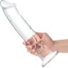 Большой стеклянный стимулятор 12’’ Glass Dildo With Veins Flat Base - 28 см.