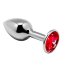 Серебристая анальная втулка Mini Metal Butt Plug Size M с красным кристаллом - Серебристая анальная втулка Mini Metal Butt Plug Size M с красным кристаллом