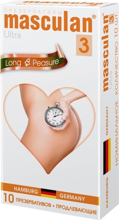 Презервативы Masculan Ultra 3 Long Pleasure с продлевающим эффектом - 10 шт.
