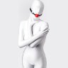 Красный кляп-шар на черных ремешках Anonymo