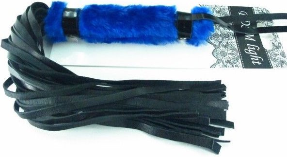 Нежная плеть с синим мехом BDSM Light - 43 см.