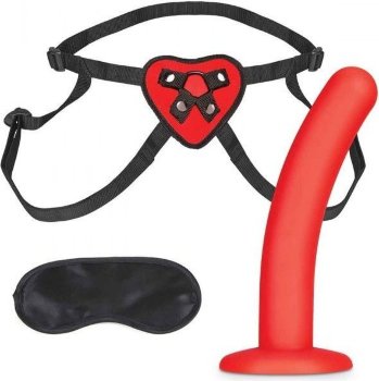 Красный поясной фаллоимитатор Red Heart Strap on Harness 5in Dildo Set - 12,25 см.