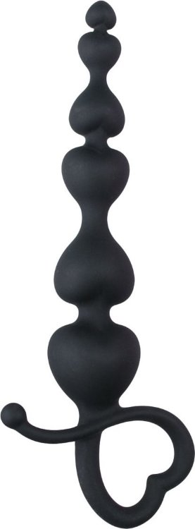 Черные анальные бусы Heart Lover - 18,5 см.