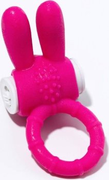 Розовое эрекционное кольцо Зайчик с вибрацией