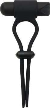Черное вибролассо на пенис ADJUSTABLE COCKRING