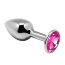 Серебристая анальная втулка Mini Metal Butt Plug Size M с розовым кристаллом - Серебристая анальная втулка Mini Metal Butt Plug Size M с розовым кристаллом