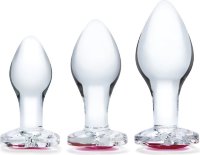 Набор из 3 стеклянных анальных пробок Heart Jewel Plug Set