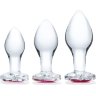 Набор из 3 стеклянных анальных пробок Heart Jewel Plug Set