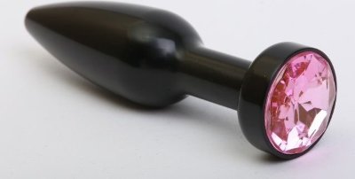 Чёрная удлинённая пробка с розовым кристаллом - 11,2 см.  Цена 2 257 руб. Длина: 11.2 см. Диаметр: 2.9 см. Удлинённая металлическая пробка с ограничительным основанием, украшенным кристаллом. Страна: Китай. Материал: металл.