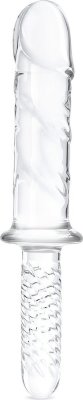 Стеклянный фаллоимитатор с рукоятью 11’’ Girthy Cock Double Ended With Handle - 28 см. Длина: 28 см. Диаметр: 4.6 см. Реалистичный стеклянный дилдо ручной работы — это воплощение настоящего удовольствия. Сложные прожилки подчеркиваются полупрозрачным стеклянным материалом. Удобная ручка обеспечивает идеальный контроль для целенаправленной стимуляции. Обхватывающий размер обеспечивает удовлетворительное наполнение, попадая в нужные места. ограничительное основание фаллоимитатора позволяет безопасно и комфортно погружаться внутрь. Изготовлен из безопасного для тела гипоаллергенного стекла, его легко мыть, что делает его идеальной игрушкой для многократного использования. Этот фаллос можно согреть или охладить, и добавить дополнительных ощущений из-за разности температур между телом и игрушкой. Рабочая длина - 16 см. Длина рукояти - 10 см, диаметр - 3 см. Страна: Китай. Материал: стекло.