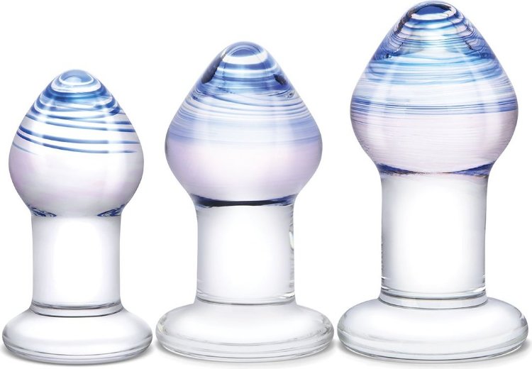 Набор из 3 стеклянных анальных пробок Pleasure Droplets Plug Set