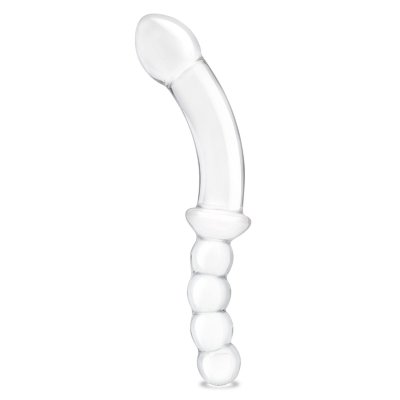 Стеклянный двусторонний фаллоимитатор 12,5’’ Girthy Double Sided Dong With Anal Bead Grip Handle - 32 см. Длина: 32 см. Погрузитесь глубже с изогнутым стеклянным дилдо Glas длиной 12,5 дюймов, имеющим один гладкий изогнутый конец с каплевидным кончиком и другой конец с бусинками для анальной стимуляции. Каждая сторона стимулятора предлагает свою особенную форму удовлетворения. Используйте гладкий каплевидный конец, чтобы воздействовать на точку G у женщины или точку P у мужчины. Анальные шарики на другом конце идеально подходят для анальной стимуляции. Ограничительное основание в центре стимулятора обеспечивает безопасное удовольствие. Боросиликатное стекло, из которого изготовлен двухсторонний стимулятор гигиенически безопасно, является гипоаллергенным и легко чистится. Длина вагинальной части - 16 см, диаметр - 5 см. Длина анальной части - 11,5 см, диаметр - 3,5 см. Страна: Китай. Материал: стекло.