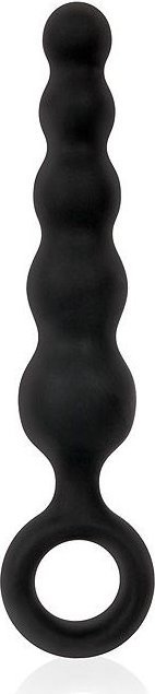 Черный анальный стимулятор-елочка с ограничительным колечком - 8,5 см.