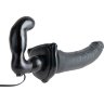 Черный страпон с вагинальной пробкой Deluxe Vibrating Penetrix Strap-On - 19 см.