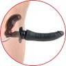 Черный страпон с вагинальной пробкой Deluxe Vibrating Penetrix Strap-On - 19 см.