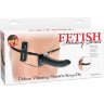 Черный страпон с вагинальной пробкой Deluxe Vibrating Penetrix Strap-On - 19 см.
