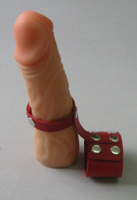 Красный кожаный поводок на пенис с кнопками  Цена 811 руб. Изготовлен из натуральной кожи. Фиксируется с помощью кнопок . Размер универсальный. Страна: Россия. Материал: натуральная кожа.