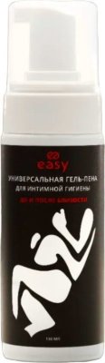 Гель-пена для интимной гигиены Easy - 150 мл.  Цена 616 руб. Пенка для интимной гигиены до и после близости. - Идеально сбалансированный РН с учётом особенностей микрофлоры деликатной области обоих партнеров - Восстанавливает микрофлору женщин и мужчин - Избавляет от дискомфорта, помогает при раздражении - Нежнейшая невесомая текстура пены - Подходит для ежедневного применения - Готовая к использованию пена, которую не нужно взбивать или размыливать самостоятельно, достаточно лишь нажать на дозатор и получить нужное количество средства - Мягкие и бережные очищающие НАТУРАЛЬНЫЕ компоненты - Состоит из 70% из масла виноградной косточки. Оно обладает антибактериальными, противозудными и увлажняющими свойствами - Профилактики пигментации кожи интимных зон за счет масла виноградной косточки в составе - Мягкий моющий эффект с антибактериальным, бактерицидным, противогрибковым и противовоспалительным действием. вода, лаурет сульфат магния, кокамидопропилбетаинс, глицерин, натрии хлористый, кокамид ДЭА, масло виноградной косточки, экстракт алоэ вера, алантоин, молочная кислота гидантоин, отдушка. Страна: Россия. Объем: 150 мл.
