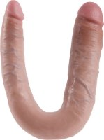 Телесный двусторонний фаллоимитатор U-Shaped Large Double Trouble - 44,4 см.