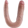 Телесный двусторонний фаллоимитатор U-Shaped Large Double Trouble - 44,4 см.
