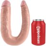 Телесный двусторонний фаллоимитатор U-Shaped Large Double Trouble - 44,4 см.