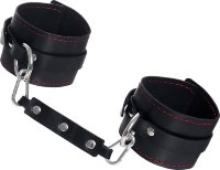 Черные кожаные однослойные оковы с контрастной строчкой