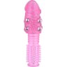 Стимулирующая розовая насадка с шишечками и шипами - 13,5 см.