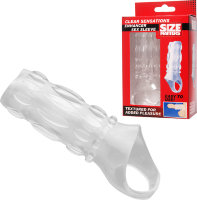 Насадка на пенис с кольцом для мошонки Clear Sensations Enhancer Sex Sleeve - 11,5 см.