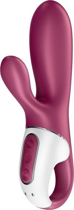 Малиновый вибратор-кролик Hot Bunny с функцией нагрева - 17,5 см.