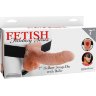 Телесный полый страпон Hollow Strap-On with Balls - 18,9 см.