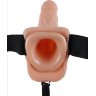 Телесный полый страпон Hollow Strap-On with Balls - 18,9 см.