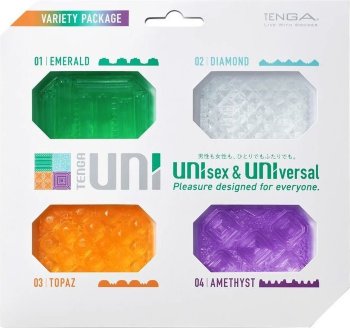 Набор из 4 мастурбаторов-стимуляторов Tenga Uni Variety Pack