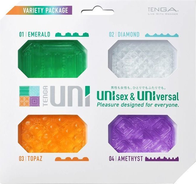 Набор из 4 мастурбаторов-стимуляторов Tenga Uni Variety Pack