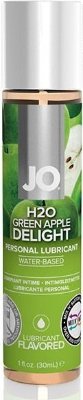 Смазка с ароматом яблока JO Flavored Green Apple H2O - 30 мл.  Цена 1 621 руб. Ароматизированный лубрикант на водной основе JO Flavored Green Apple - превосходный аромат грешного восторга и длительное скольжение. Входят только пищевые ароматизаторы и натуральные вкусовые добавки, которые не содержат сахара, не оставляют послевкусия. Безопасен для применения, при попадании в желудок не вызывает раздражения. Совместим с алкоголем и пищевыми продуктами. Аромат зелёного яблока влияет на ту часть мужского мозга, которая отвечает за сексуальное влечение. Свежий и бодрящий аромат помогает снять усталость и вернуть силы. JO рекомендуется во всем мире врачами и фармацевтами. Совместим с любыми презервативами и сексуальными игрушками. Страна: США. Объем: 30 мл.