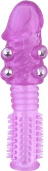 Стимулирующая фиолетовая насадка с шипами и шишечками - 13,5 см.