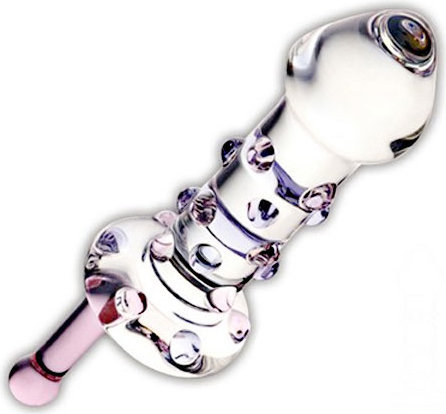 Небольшой стеклянный фаллос с ручкой Candy Land Juicer - 11,5 см.