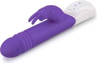 Фиолетовый пульсирующий вибромассажер G-Spot Thrusting Rabbit - 24 см.