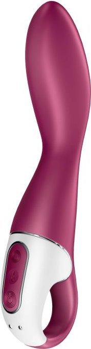 Малиновый вибромассажер для стимуляции G-точки Heated Thrill - 20,6 см.
