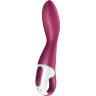 Малиновый вибромассажер для стимуляции G-точки Heated Thrill - 20,6 см.
