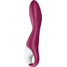 Малиновый вибромассажер для стимуляции G-точки Heated Thrill - 20,6 см.
