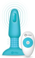 Голубая вибропробка с ротацией шариков RIMMING REMOTE CONTROL PLUG TEAL - 15,2 см.