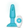 Голубая вибропробка с ротацией шариков RIMMING REMOTE CONTROL PLUG TEAL - 15,2 см.