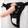 Телесный страпон на черных трусиках STRAP ON REAL DILDO - 20 см.