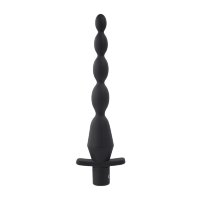 Черная анальная елочка с вибрацией Vibrating Butt Beads - 22 см.