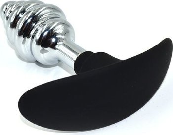 Серебристая пробка-елочка для ношения с силиконовым ограничителем - 10,3 см.
