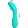 Бирюзовый силиконовый вибратор Cetus для G-точки - 15 см.