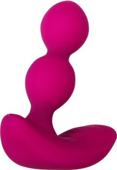 Розовые анальные шарики с вибрацией и расширением Bubble Butt - 12,3 см.